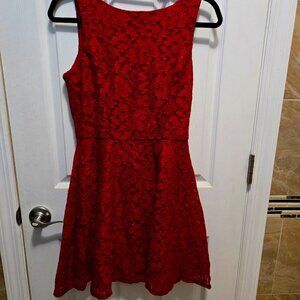 Sparkly Little Red Lace Dress - Size 9